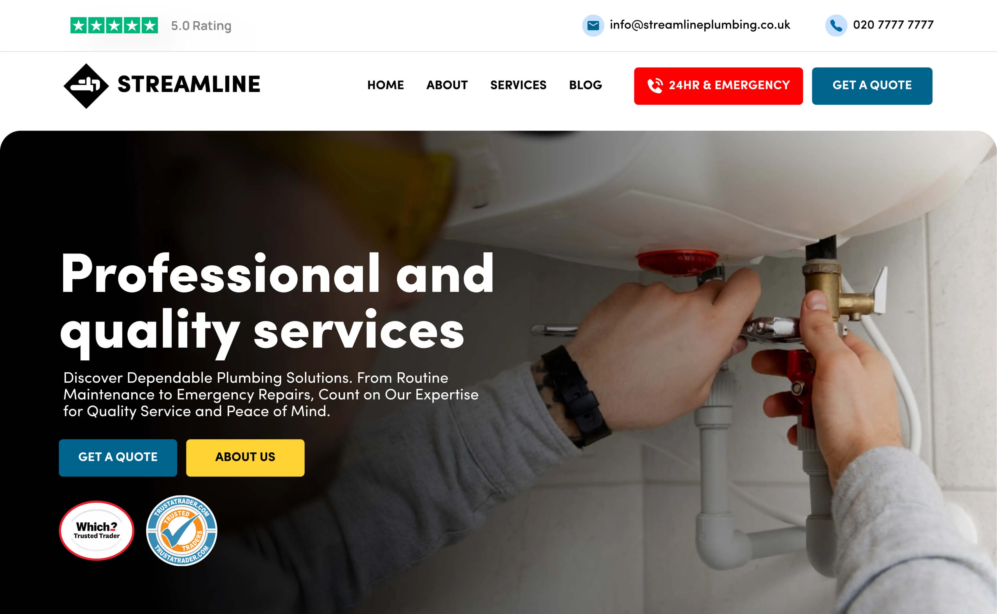 Trades website designed by Design Wiz